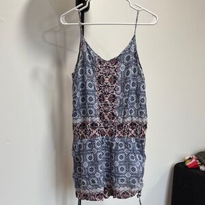 Alya Navy and Coral Patterned Romper